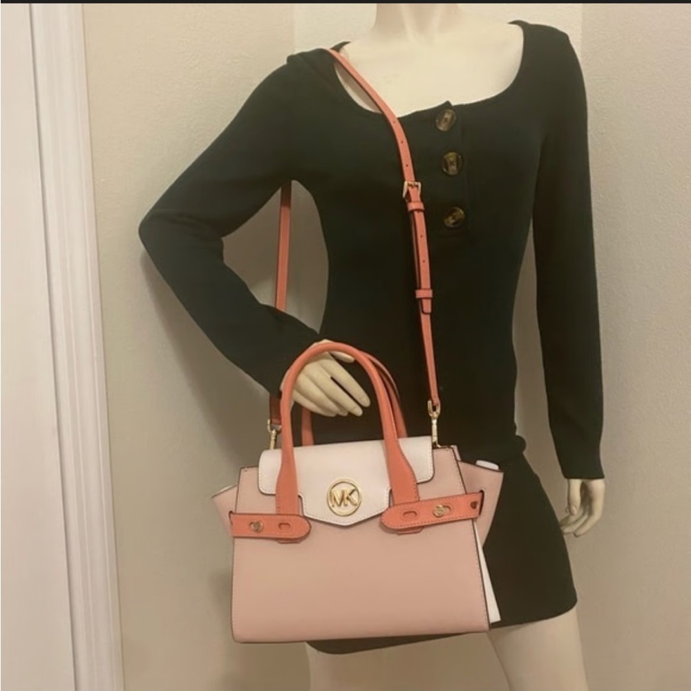 Michael Kors Carmen Medium Satchel - Pink and Tan